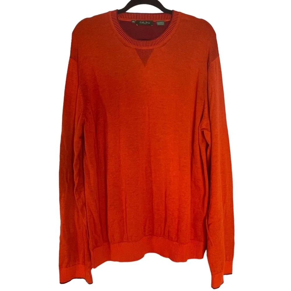 Bobby Jones Mens Orange Long Sleeve‎ Crew Neck Sweater 100% Pima Cotton XXL